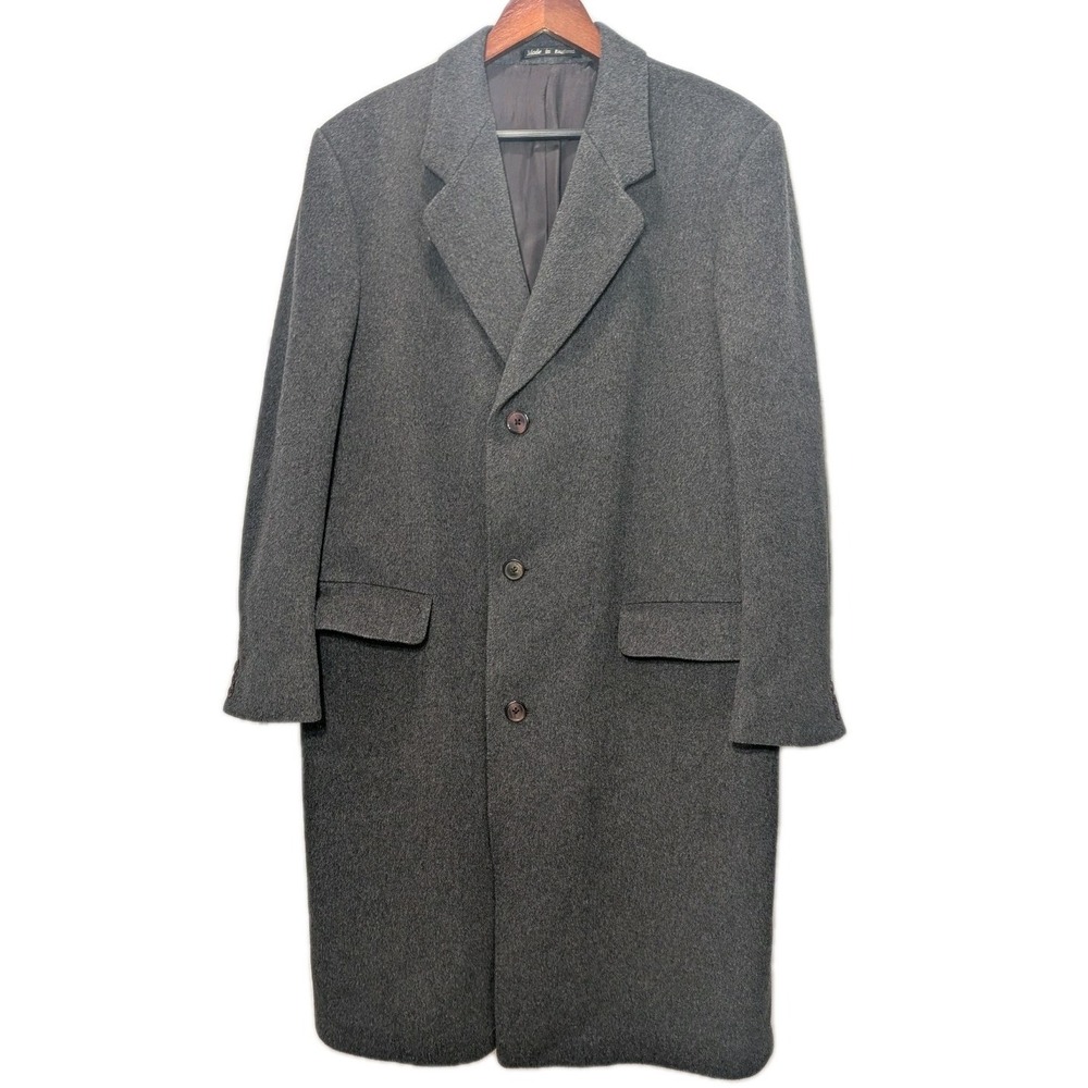 Raleighs Atwood cashmere wool coat size 42 Reg Gray Fabric Made In England  Mens